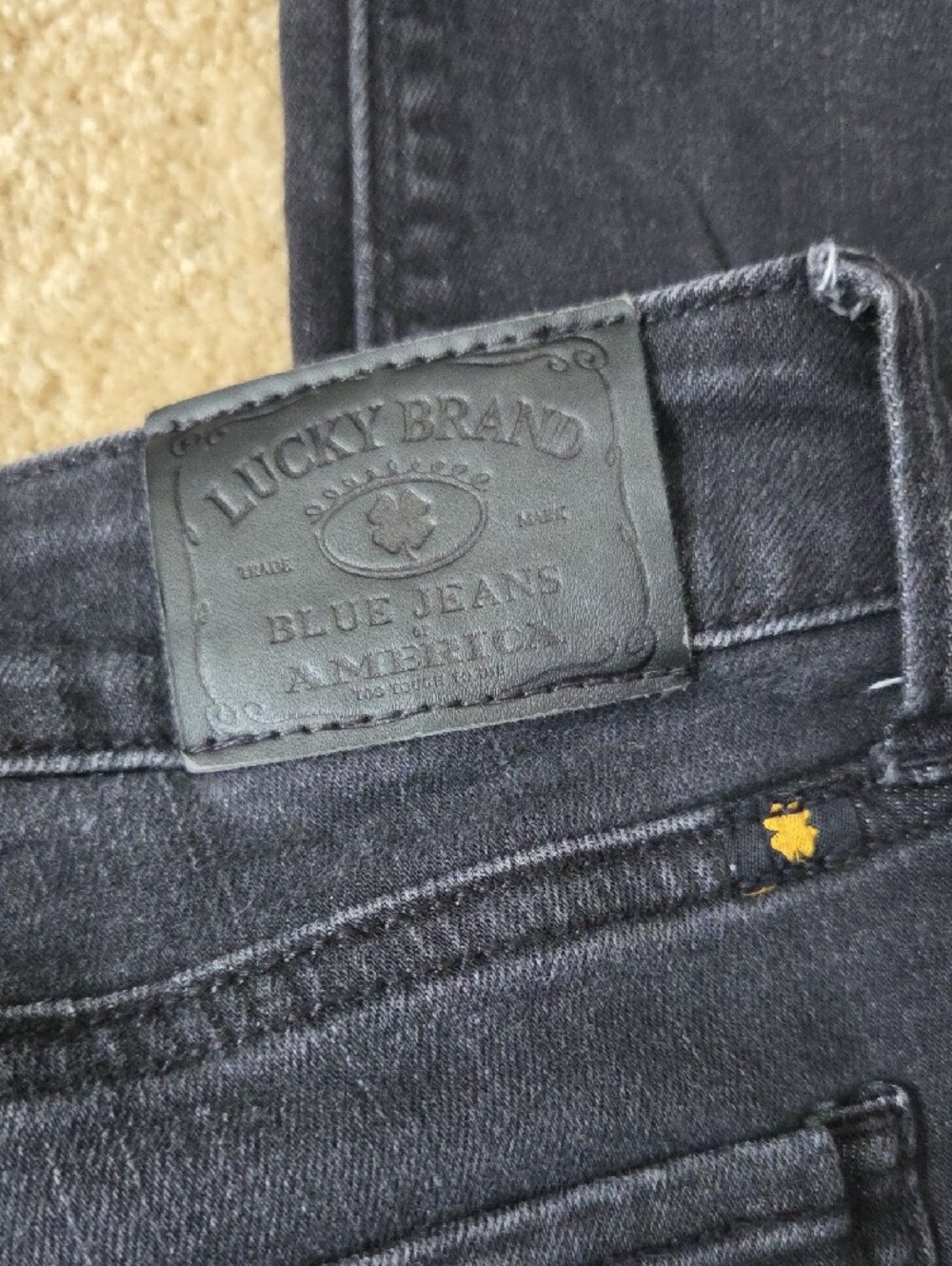 Lucky Brand Women's Black Straight Leg Jeans with Knee Rips - Picture 9 of 9